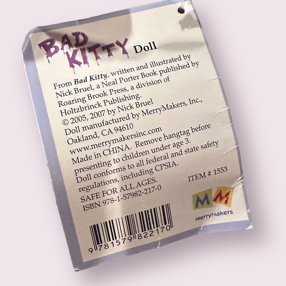 NWT Bad Kitty By Nick Bruel Small Black Cat Plush MerryMakers Inc 2005, 2007 - Picture 6 of 7